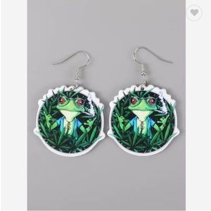 Mr Cool Frog in the "Grass" Earrings